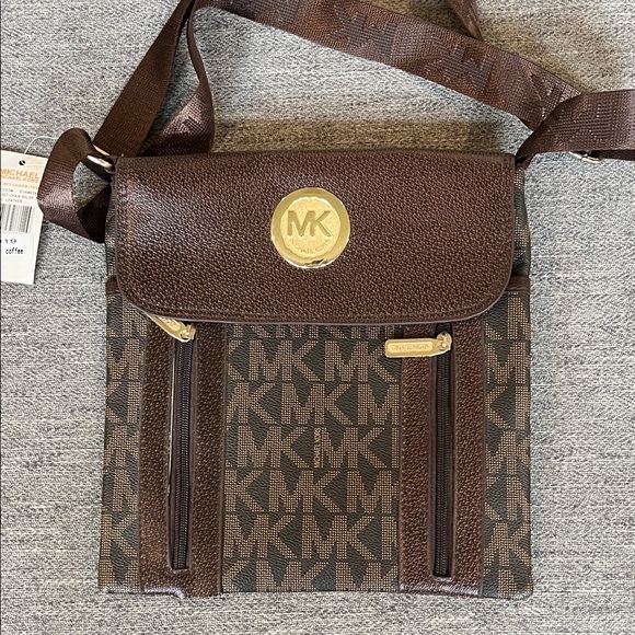 Michael Kors Dark Brown and Gold Messenger Bag - Picture 1 of 1